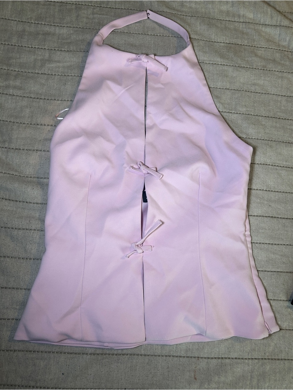 Zara Pale Pink Halter Top with Front Tie Details